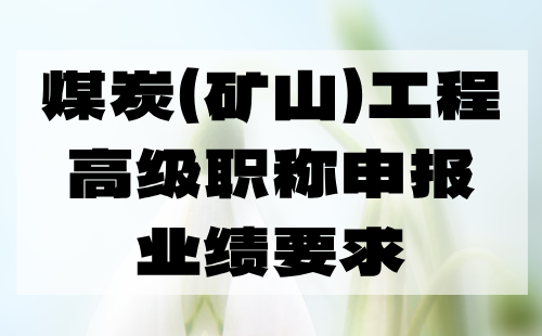 2024煤炭（矿山）工程职称评审材料组卷：矿山建设工程专业高级职称